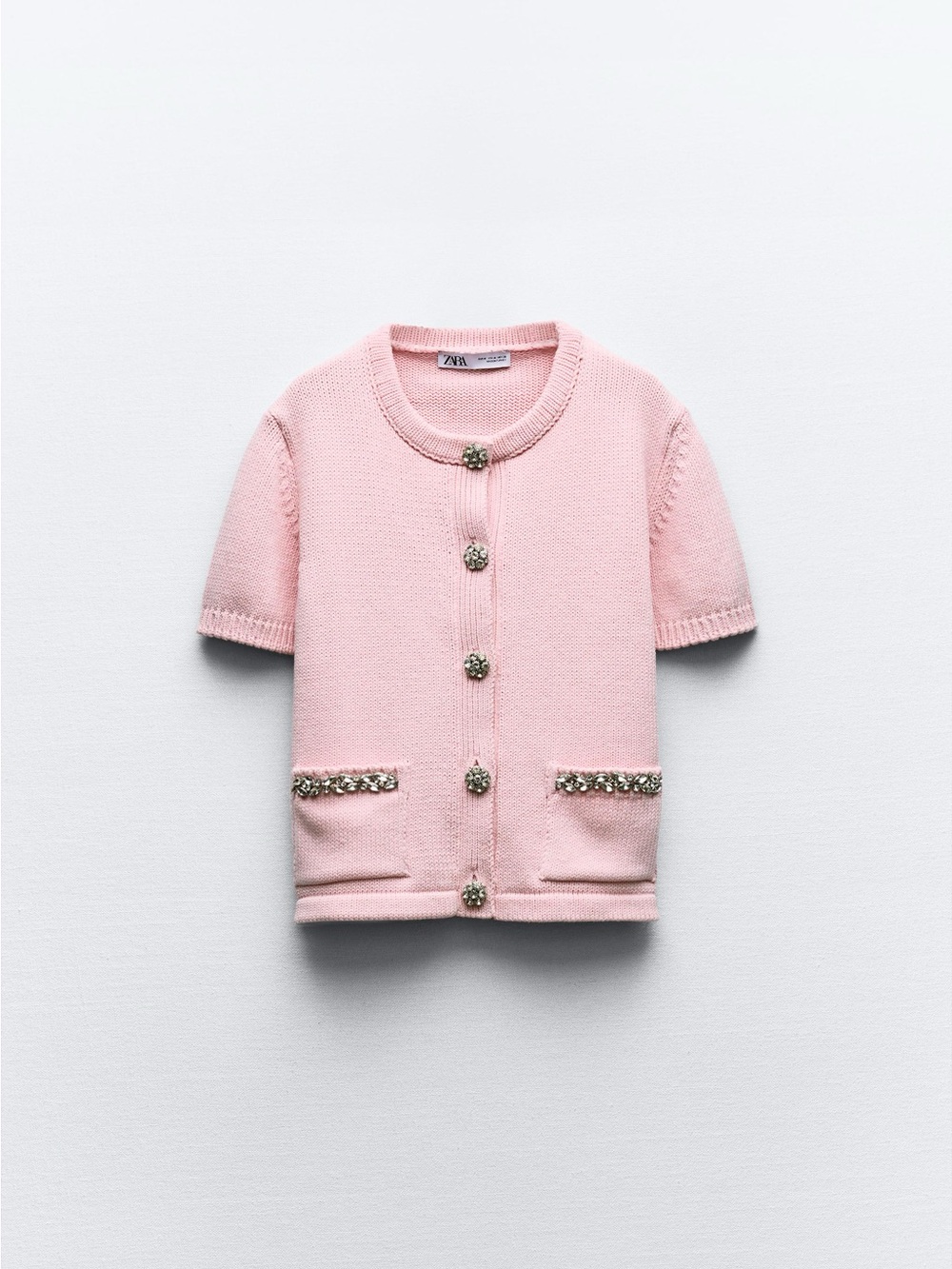 Zara Pink Jewel Button Cardigan
